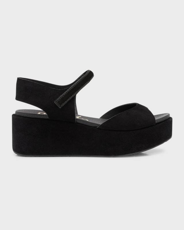 Nelly Suede Ankle-Grip Flatform Sandals